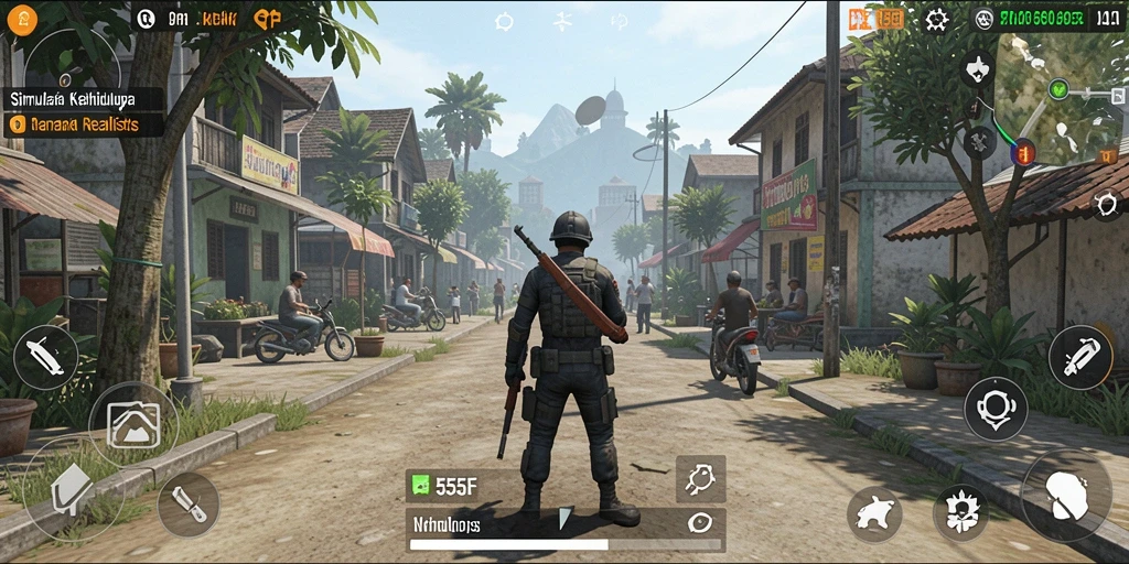Tampilan layar utama 555F menampilkan pengalaman gameplay Simulation yang memikat.