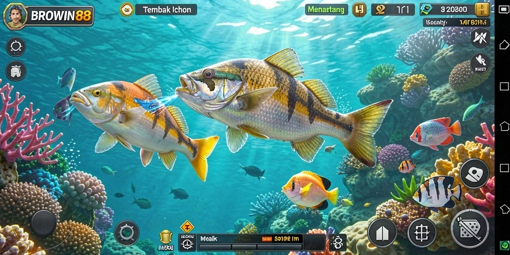 Screenshot gameplay BROWIN88 yang menampilkan serunya menembak ikan.