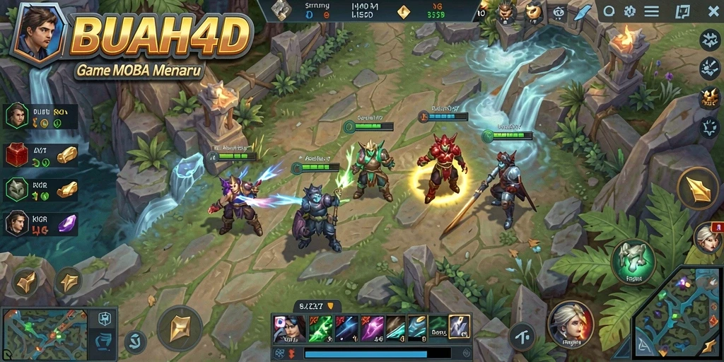 Tampilan gameplay seru BUAH4D saat pertempuran tim.