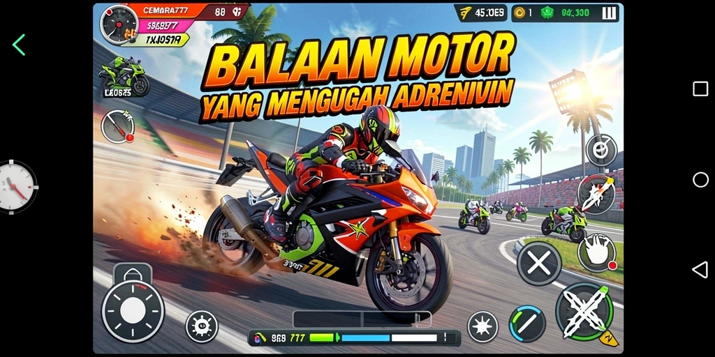 Gameplay seru dan mendebarkan di CEMARA777 dengan balapan motor.