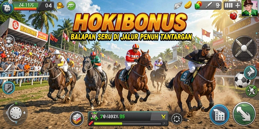 Tampilan gameplay HOKIBONUS yang mendebarkan di lintasan balapan.