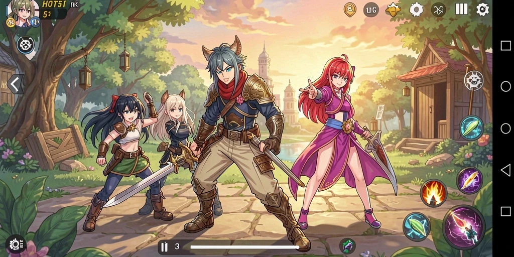 Tangkapan layar HOT51 menampilkan karakter anime dalam pertempuran seru.