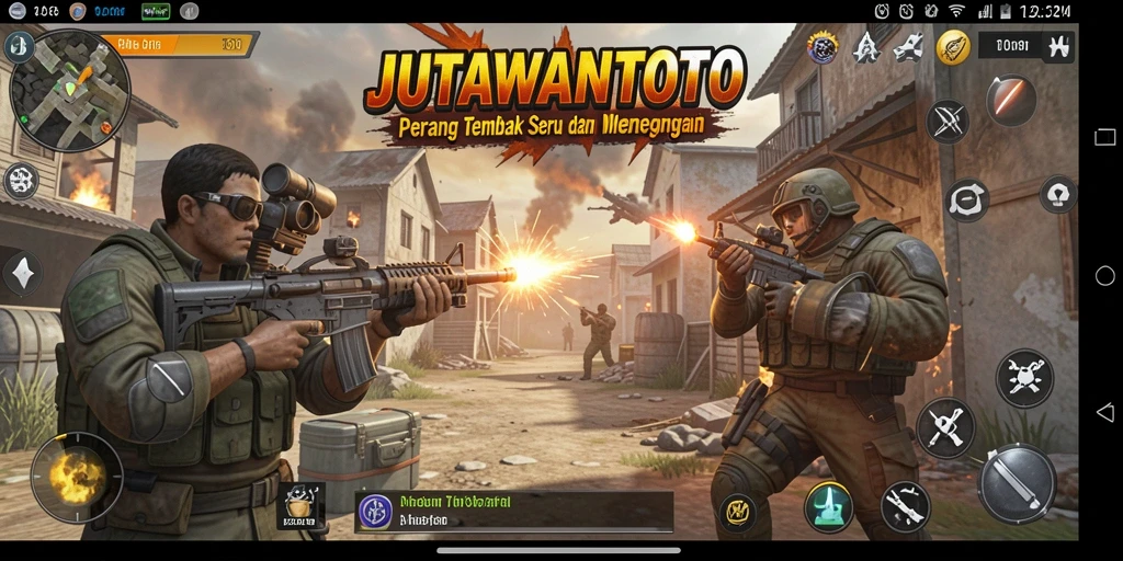 Screenshot menampilkan aksi tembakan intens dalam JUTAWANTOTO.