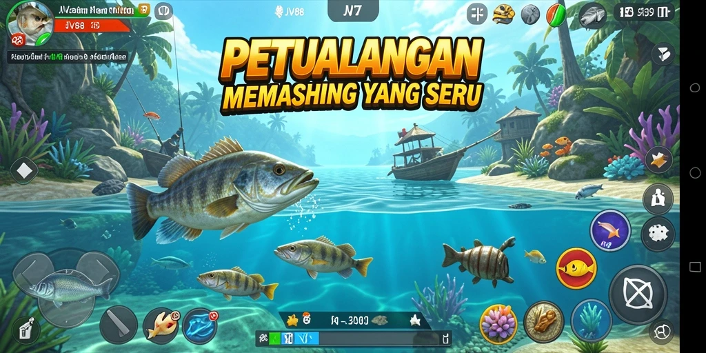 Screenshot utama JV88 menampilkan aksi memancing yang seru dan menarik.