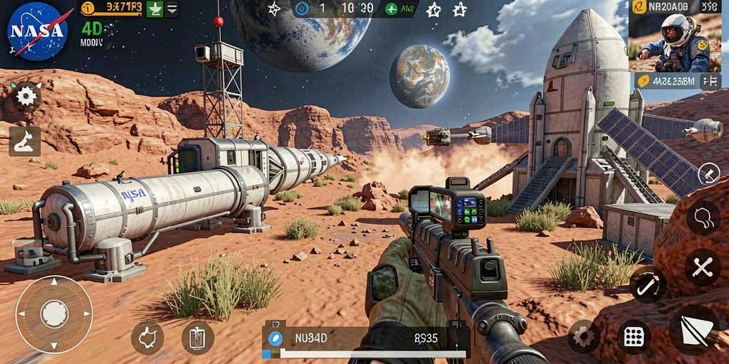 Tampilan luar angkasa yang fantastis dalam gameplay NASA4D.