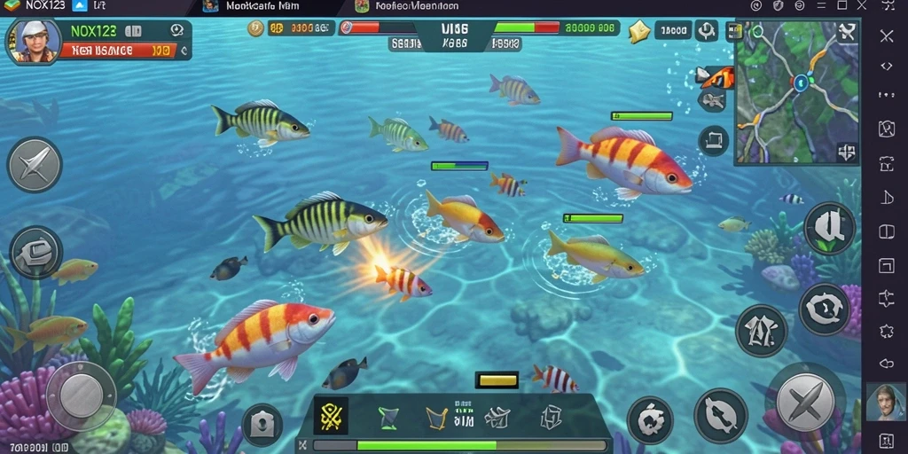 Tampilan gameplay seru Tembak Ikan di NOX123.