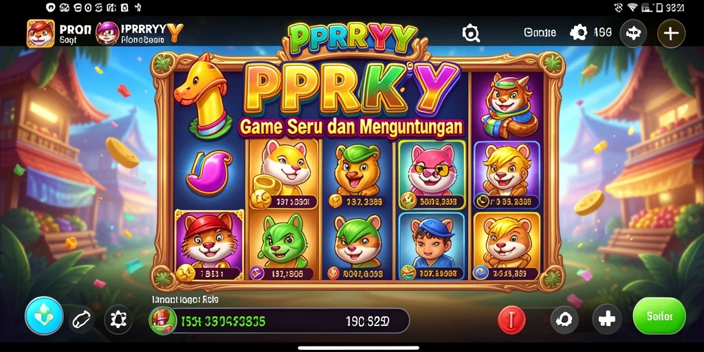 Gameplay menarik PPRRYY dengan putaran slot yang berwarna-warni.