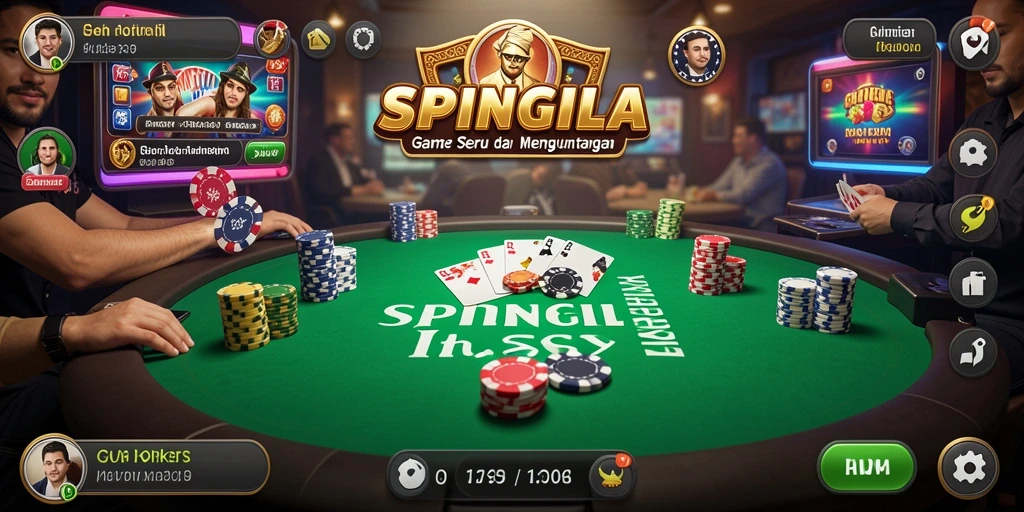Tampilan gameplay SPINGILA dengan suasana Poker yang menegangkan.