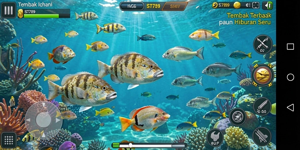 Tampilan gameplay menarik dari ST789 dengan aksi menembak ikan.