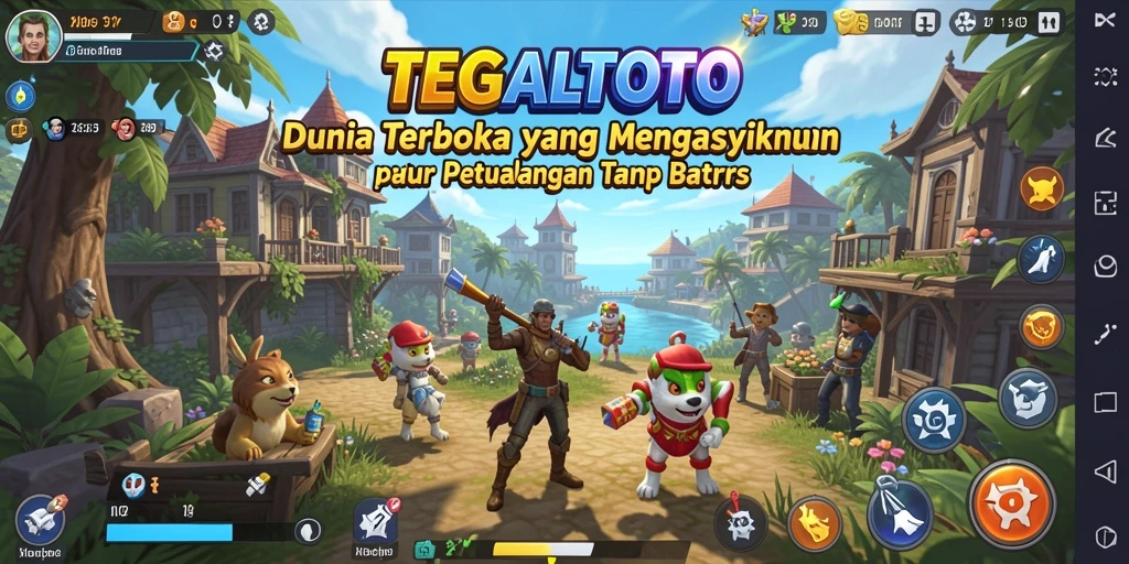 Screenshot menunjukkan karakter utama menjelajahi dunia terbuka yang luas.