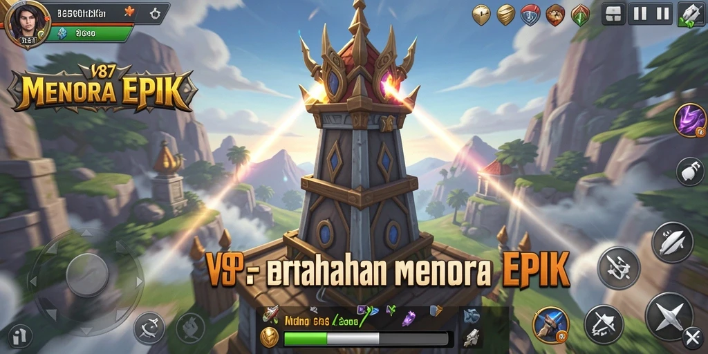 Tampilan gameplay Tower Defense yang menegangkan dalam V87.