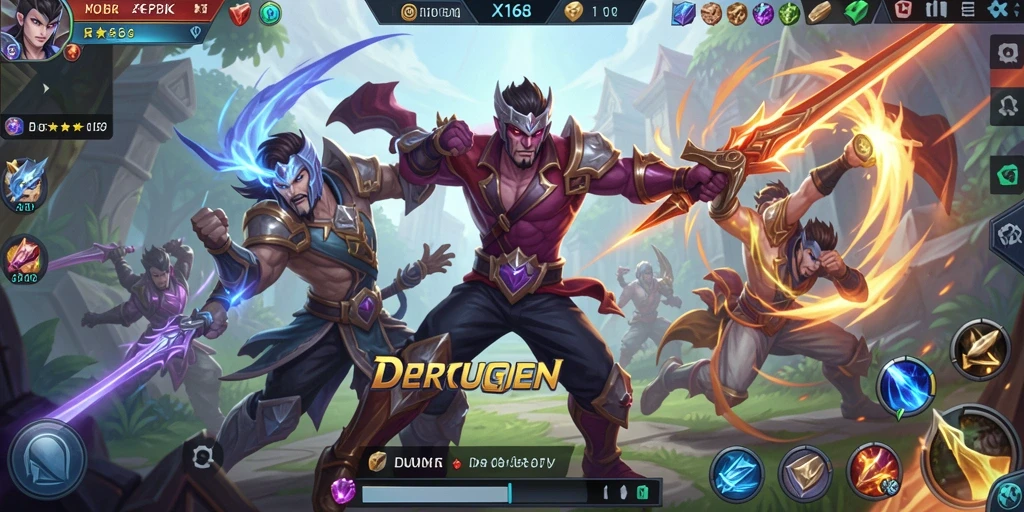 Screenshot X168 menunjukkan intensitas pertarungan dalam game MOBA.